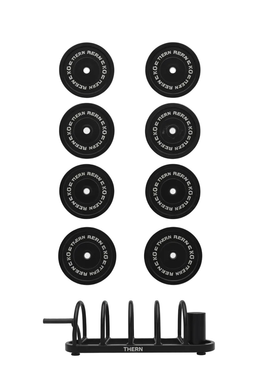 Toast Rack & Bumper Plate 100 kg Set (5 kg–20 kg Pairs Included)